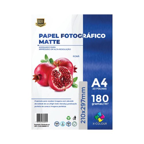 PAPEL FOTOGRAFICO MATTE A4 180G PACOTE 20 FOLHAS - CÓD. 570