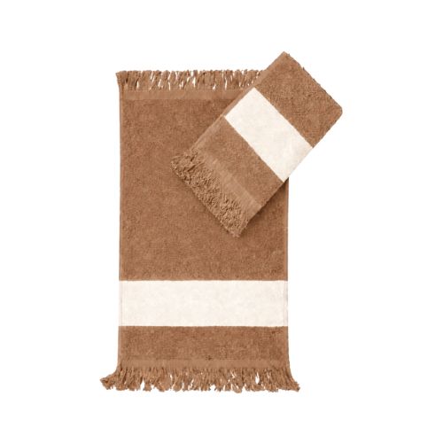 TOALHA PARA ESTAMPA SUBLIMÁTICA MARRON CLARO COM FRANJA 22CM X 35CM 300G - CÓD. 3375