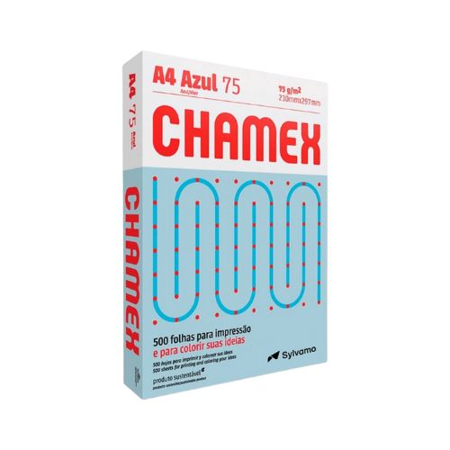 PAPEL CHAMEX COLOR A4 75GM AZUL PACOTE COM 500 FOLHAS - CÓD. 3765