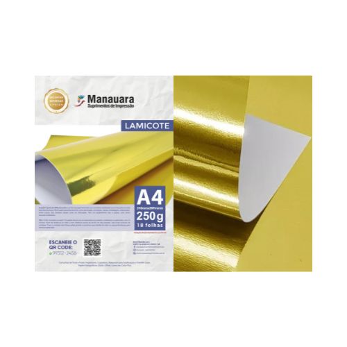 LAMICOTE OURO A4 250G PACOTE 18 FOLHAS - COD. 3329