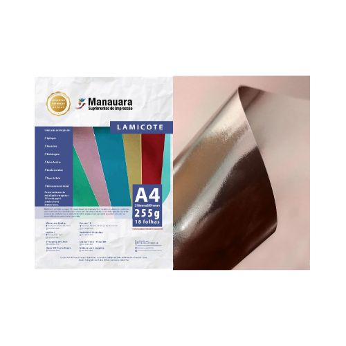 LAMICOTE ROSE GOLD A4 255G PACOTE COM 9 FOLHAS - CÓD. 3092