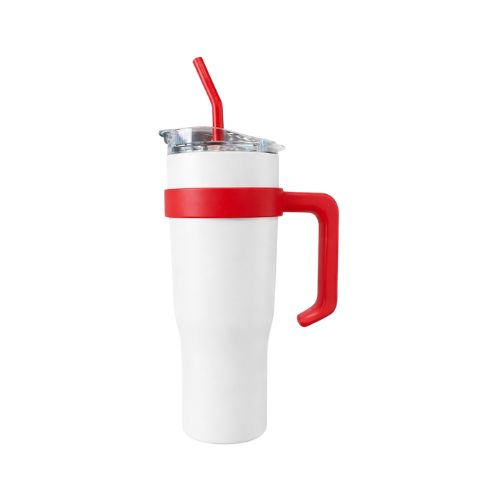 COPO TÉRMICO VG ACO 1200ML BRANCO COM VERMELHO - CÓD. 3928