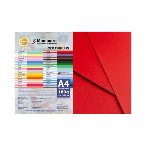 PAPEL COLORPLUS TÓQUIO A4 180G PACOTE COM 18 FOLHAS - CÓD. 2741