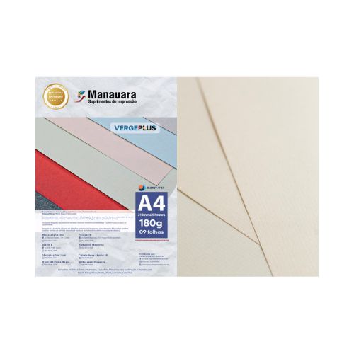 PAPEL VERGEPLUS AMBAR A4 180G PACOTE 9 FOLHAS - CÓD. 3041