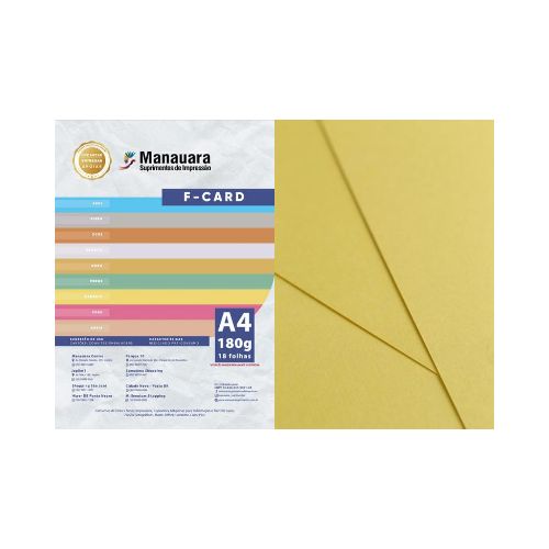 PAPEL FCARD CANÁRIO A4 180G PACOTE 18 FOLHAS - CÓD. 2851