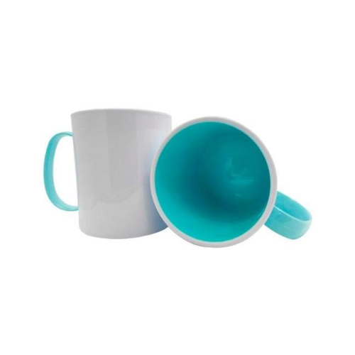 CANECA DE POLÍMERO BRANCA INTERNO E ALÇA AZUL BEBÊ 140G 325ML - CÓD. 2757