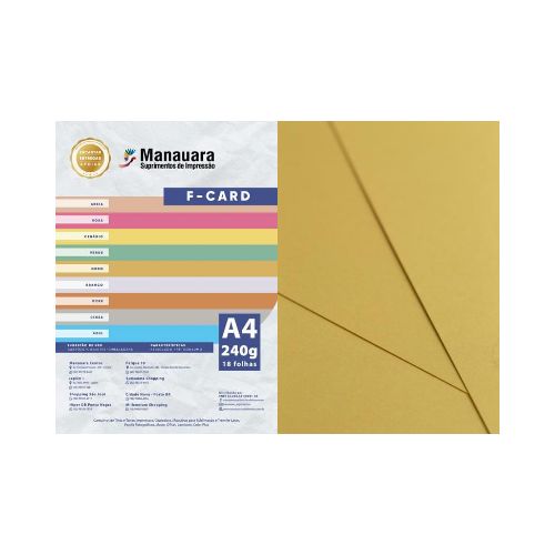 PAPEL FCARD OURO A4 240G PACOTE 18 FOLHAS - CÓD. 2501