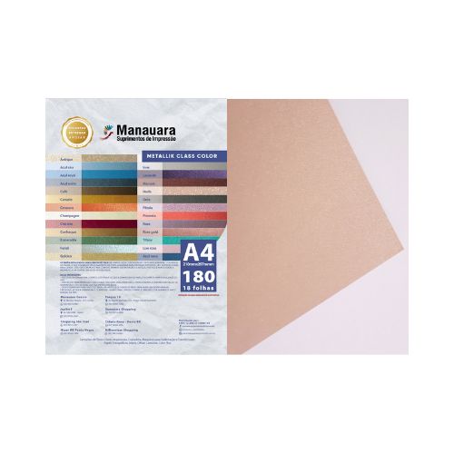 PAPEL CLASS COLOR METALLIK NUDE A4 180G PACOTE 9 FOLHAS - CÓD. 2904