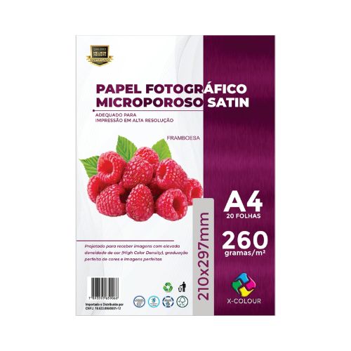 PAPEL FOTOGRÁFICO MICROPOROSO SATIN A4 260G PACOTE 20 FOLHAS - CÓD. 2890