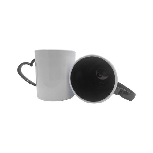 CANECA DE POLÍMERO INTERNA PRETO E ALÇA CORAÇÃO PRETO 133G 325ML - CÓD. 3816