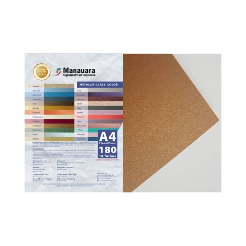 PAPEL CLASS COLOR METALLIK CONHAQUE A4 180G PACOTE 9 FOLHAS - CÓD. 2926
