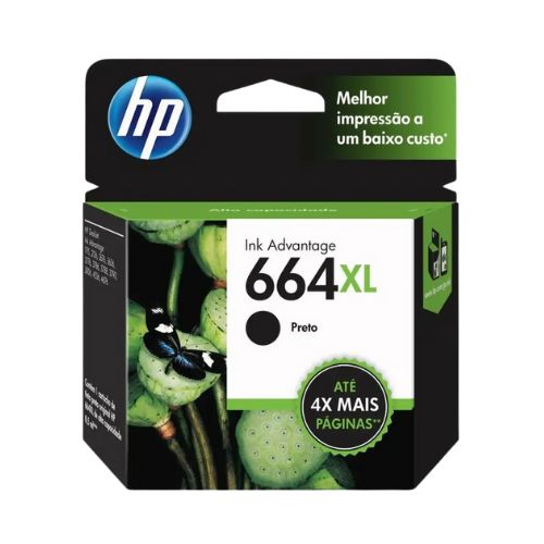 CARTUCHO TINTA HP 664XL 1115 2134 2676 3636 3776 3836 4536 5076 PRETO ORIGINAL 8,5ML - CÓD. 109