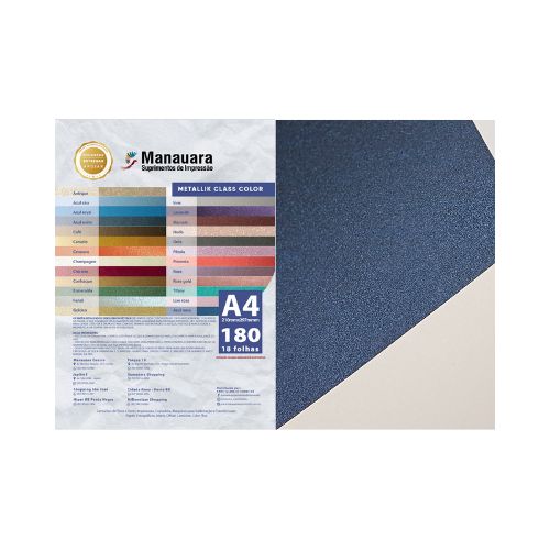 PAPEL FOLHA CLASS METALLIK AZUL NOITE A4 180G PACOTE 9 FOLHAS - CÓD. 2836