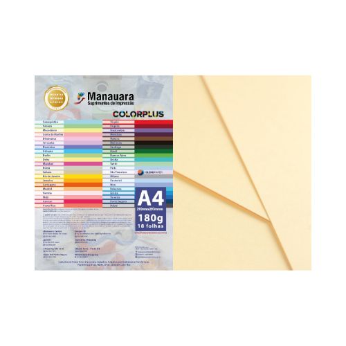 PAPEL COLORPLUS SAHARA A4 180G PACOTE COM 18 FOLHAS - CÓD. 2817