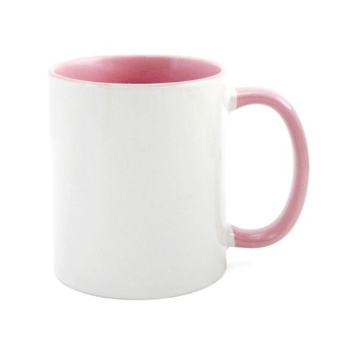 CANECA CERÂMICA X-COLOUR INTERIOR E ALÇA COLORIDA ROSA 325ML - CÓD. 3322
