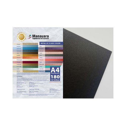 PAPEL CLASS COLOR METALLIK ÔNIX A4 180G PACOTE 9 FOLHAS - CÓD. 2934
