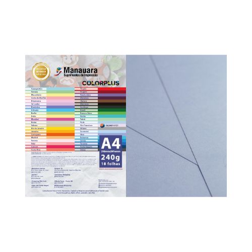 PAPEL COLORPLUS SAO FRANCISCO A4 240G PACOTE COM 18 FOLHAS - CÓD. 2879