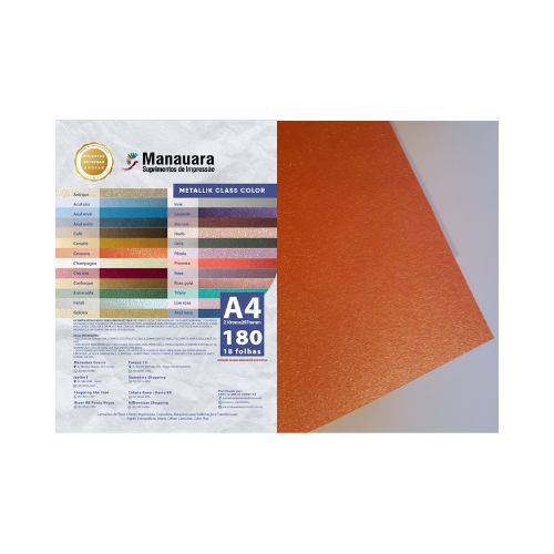 PAPEL CLASS COLOR METALLIK CENOURA A4 180G PACOTE 9 FOLHAS - COD. 2924