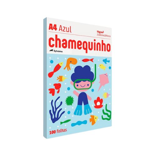 PAPEL CHAMEQUINHO AZUL A4 75G PACOTE COM 100 FOLHAS - CÓD. 3771