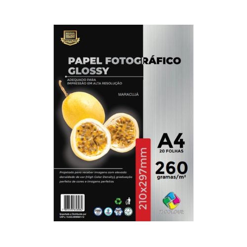 PAPEL FOTOGRÁFICO GLOSSY A4 260G PACOTE 20 FOLHAS - CÓD. 911