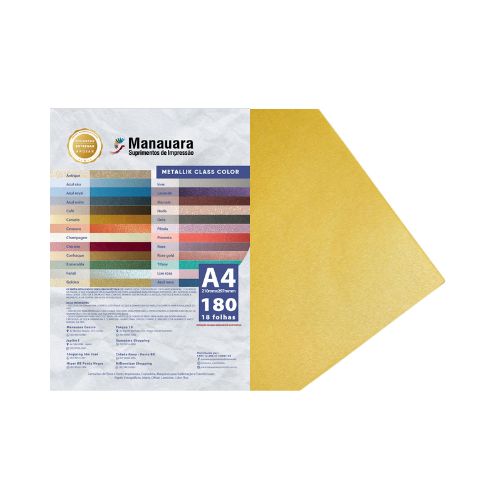 PAPEL CLASS COLOR METALLIK CANÁRIO A4 180G PACOTE 9 FOLHAS - CÓD. 2922
