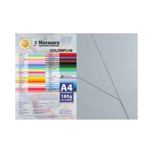 PAPEL COLORPLUS MILANO A4 180G PACOTE COM 18 FOLHAS - CÓD. 2814