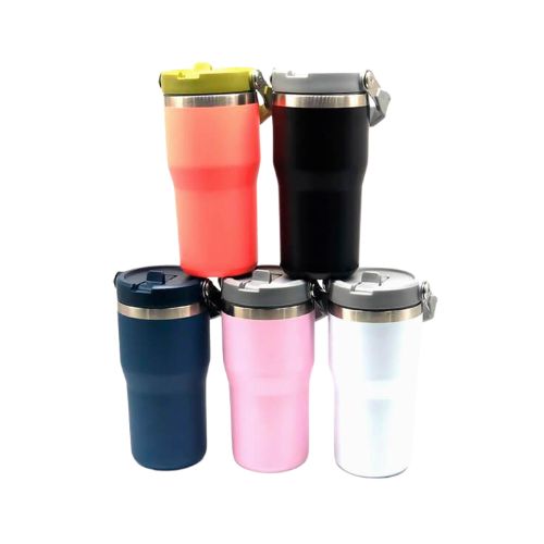 COPO TÉRMICO DE INOX COM BICO E ALÇA 580ML - CÓD. 3562