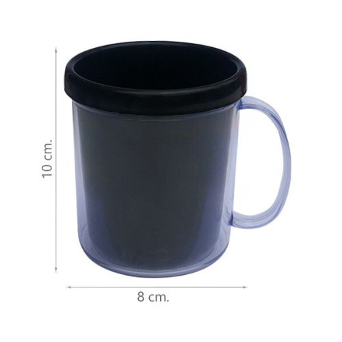 CANECA DE ACRÍLICO PARA FOTO PRETA 350ML - CÓD. 3048