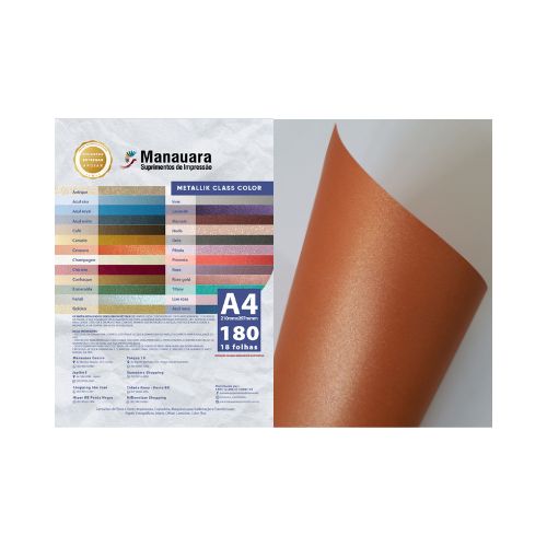 PAPEL CLASS COLOR TERRACOTA A4 180G PACOTE 9 FOLHAS - CÓD. 3069