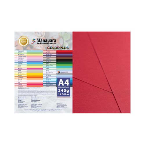 PAPEL COLORPLUS PEQUIM A4 240G PACOTE COM 18 FOLHAS - CÓD. 2874
