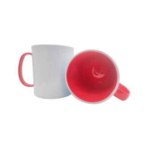 CANECA DE POLÍMERO BRANCA INTERNO E ALÇA VERMELHA 140G 325ML - CÓD. 2761