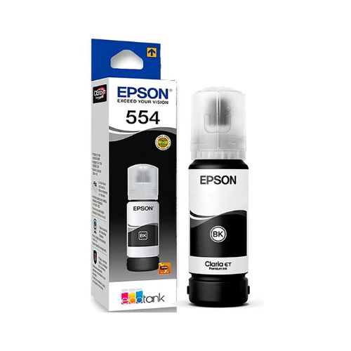 REFIL TINTA FOTOGRÁFICA EPSON T554 L8180 PRETO PIGMENTADA ORIGINAL 70ML - CÓD. 3936