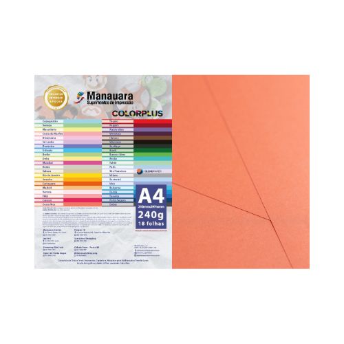 PAPEL COLORPLUS COSTA RICA A4 240G PACOTE COM 18 FOLHAS - CÓD. 2867
