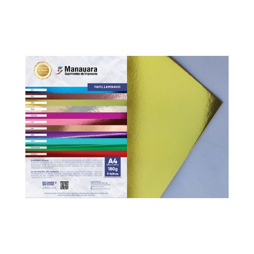PAPEL LAMINADO METALLIK OURO A4 180G 9 FOLHAS - CÓD. 2837