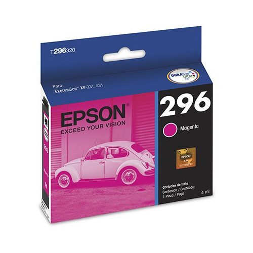 CARTUCHO TINTA EPSON T296 XP-231 XP-431 XP-241 XP-441 MAGENTA ORIGINAL 4ML - CÓD. 1180