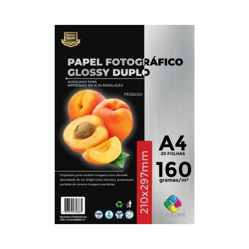 PAPEL FOTOGRÁFICO DUPLA FACE A4 160G PACOTE COM 20 FOLHAS - CÓD. 1113