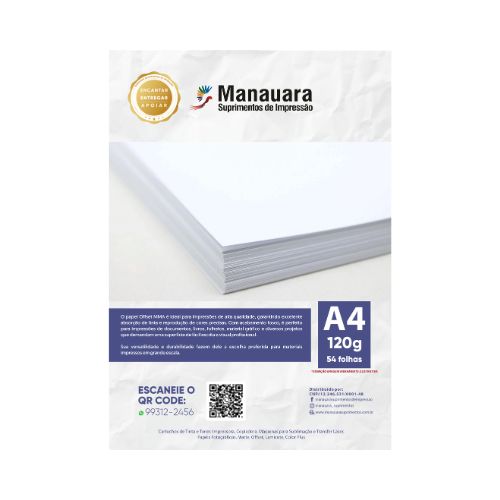 PAPEL OFFSET MMA A4 120G PACOTE 54 FOLHAS - CÓD. 3172