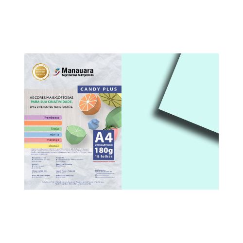 PAPEL CANDY PLUS MIRTILO A4 180G PACOTE 18 FOLHAS - CÓD. 2825