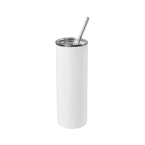 SQUEEZE DE ALUMÍNIO TÉRMICA COPO COM CANUDO BRANCA 500ML - CÓD. 3902