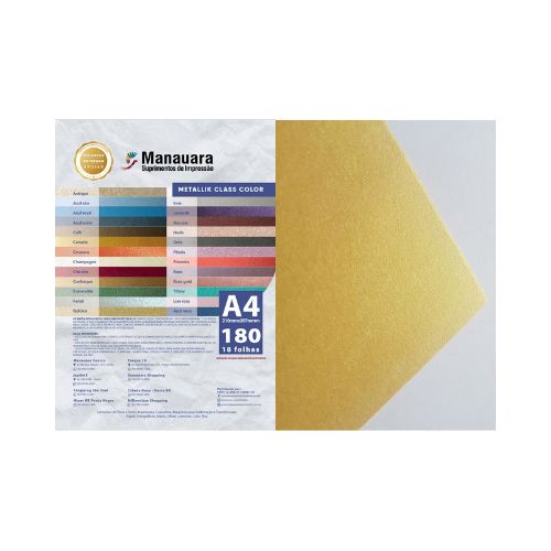PAPEL CLASS COLOR METALLIK GOLDEN A4 180G PACOTE 9 FOLHAS - CÓD. 2930