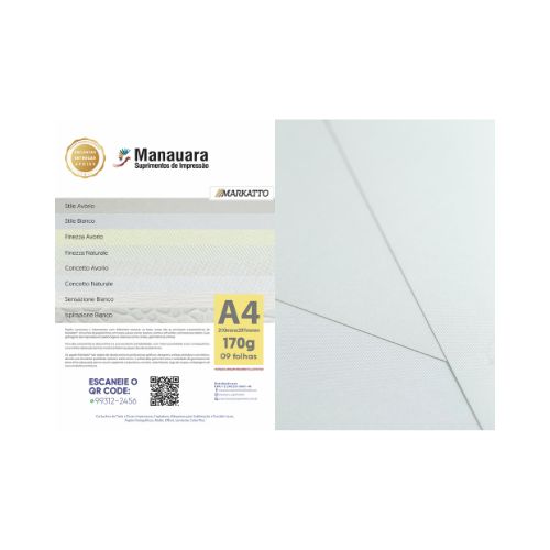 PAPEL MARKATTO FINEZZA BIANCO 66CM X 96CM 170G 9 FOLHAS - 4005