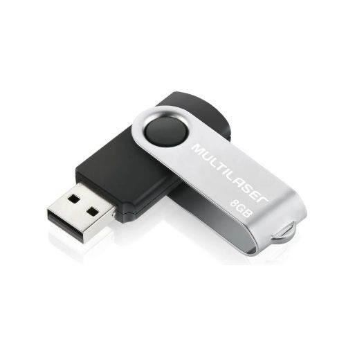 PEN DRIVE TWIST 8GB USB LEITURA 10MB/S E GRAVAÇÃO 3MB/S PRETO MULTILASER PD587 - CÓD. 995