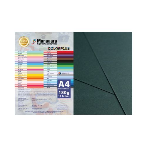 PAPEL COLORPLUS SANTIAGO A4 180G PACOTE COM 18 FOLHAS - CÓD. 2827