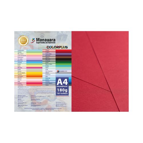 PAPEL COLORPLUS PEQUIM A4 180G PACOTE COM 18 FOLHAS - CÓD. 2742