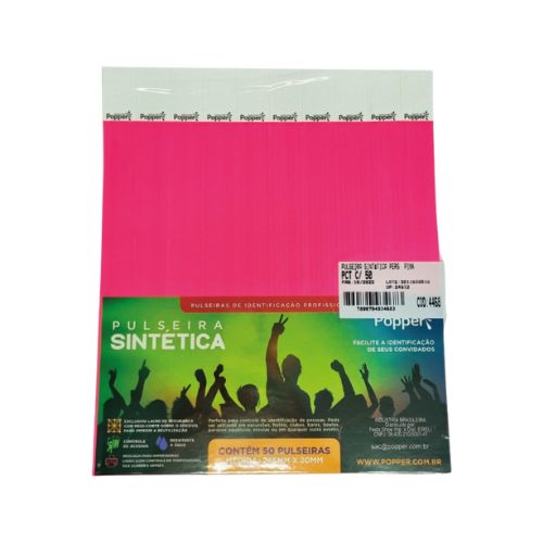 PULSEIRA SINTÉTICA PINK FLUOR PACOTE 50 UNIDADES - CÓD. 3371