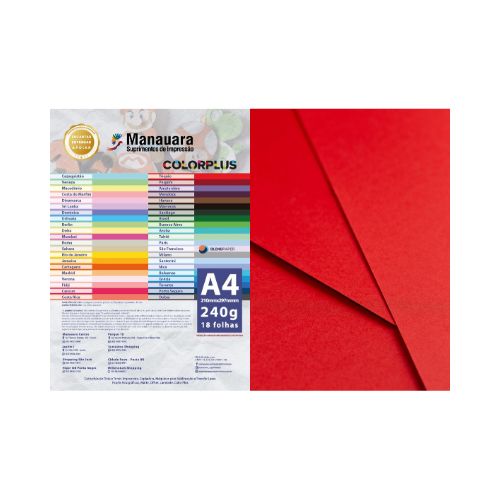 PAPEL COLORPLUS TÓQUIO A4 240G PACOTE COM 18 FOLHAS - CÓD. 2880
