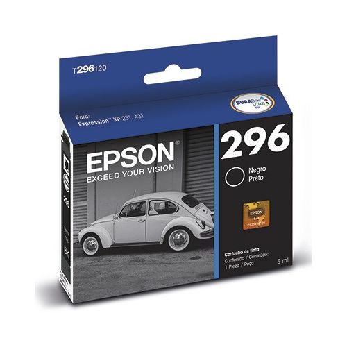 CARTUCHO TINTA EPSON T296 XP-231 XP-431 XP-241 XP-441 PRETO ORIGINAL 4ML - CÓD. 1191