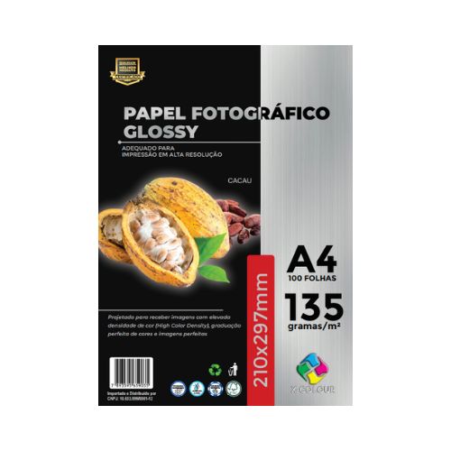 PAPEL FOTOGRÁFICO GLOSSY A4 135G PACOTE 100 FOLHAS - CÓD. 3271