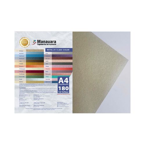 PAPEL CLASS COLOR METALLIK  FENDI A4 180G PACOTE 9 FOLHAS - C[OD. 2928