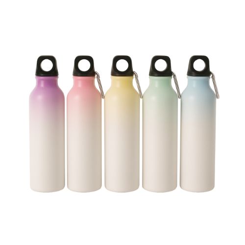 SQUEEZE ALUMÍNIO BRANCO COM TOPO COLORIDO DEGRADÊ TAMPA MOSQUETÃO 500ML - CÓD. 3781